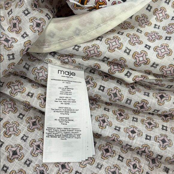 NWT Maje Romelange Geometric Print Linen Removable Lace Collar Dress size 40 - Picture 9 of 14